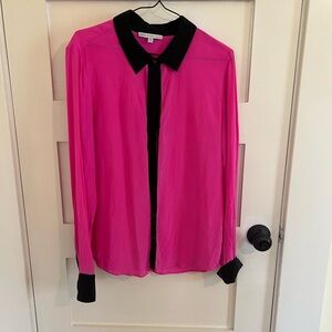 Chic Fuchsia and Black Button-Down Shirt